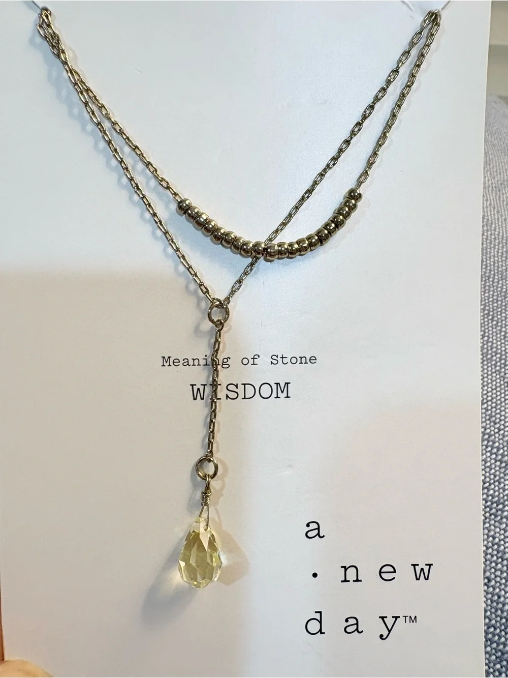 Gold-Tone Lariat Necklace Wisdom Stone